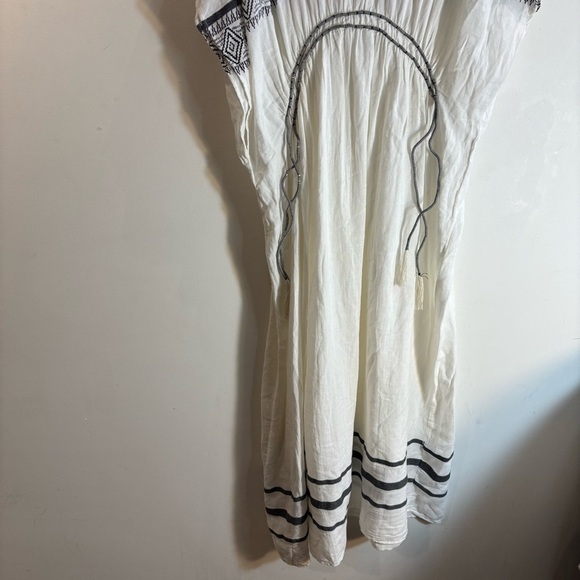 ZARA Sz M-L Gauzy Drawstrings Tassels Beaded V-Neck Striped Maxi Dress NEW - Picture 10 of 13